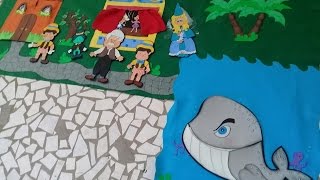 Tapete de história do Pinóquio - Como fazer a baleia da história...