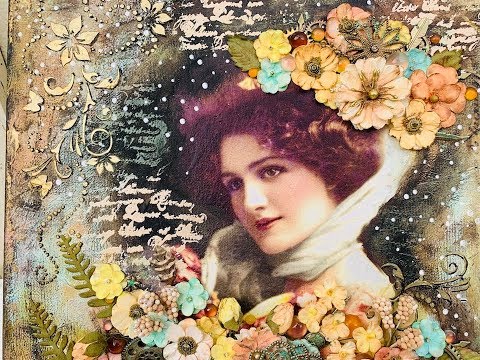 "Lady April" - vintage mixed media canvas tutorial
