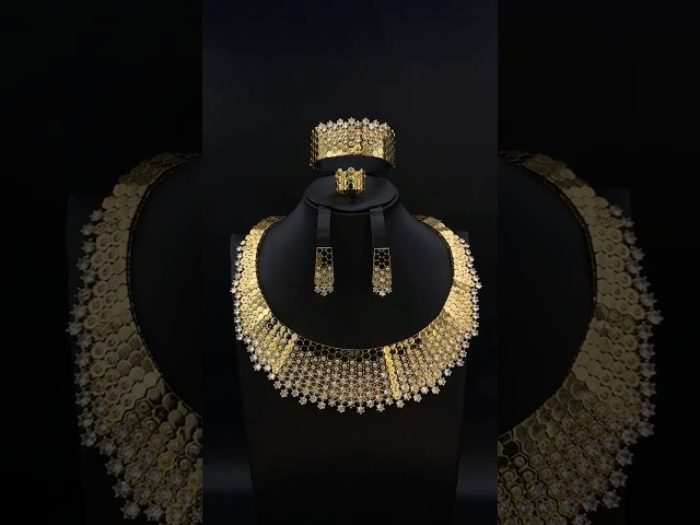 طقم اكسسوارات نسائي زيركون لون ذهبي أنيق إصدار خاص 5 قطع بضمان على اللون