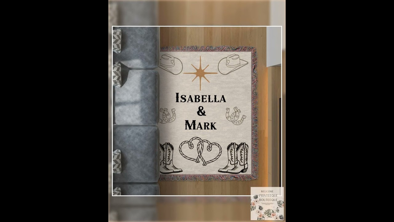 Personalized Western Blankets, Custom Cowboy Blankets, Wedding Blanket, Farmhouse Blankets, Woven...