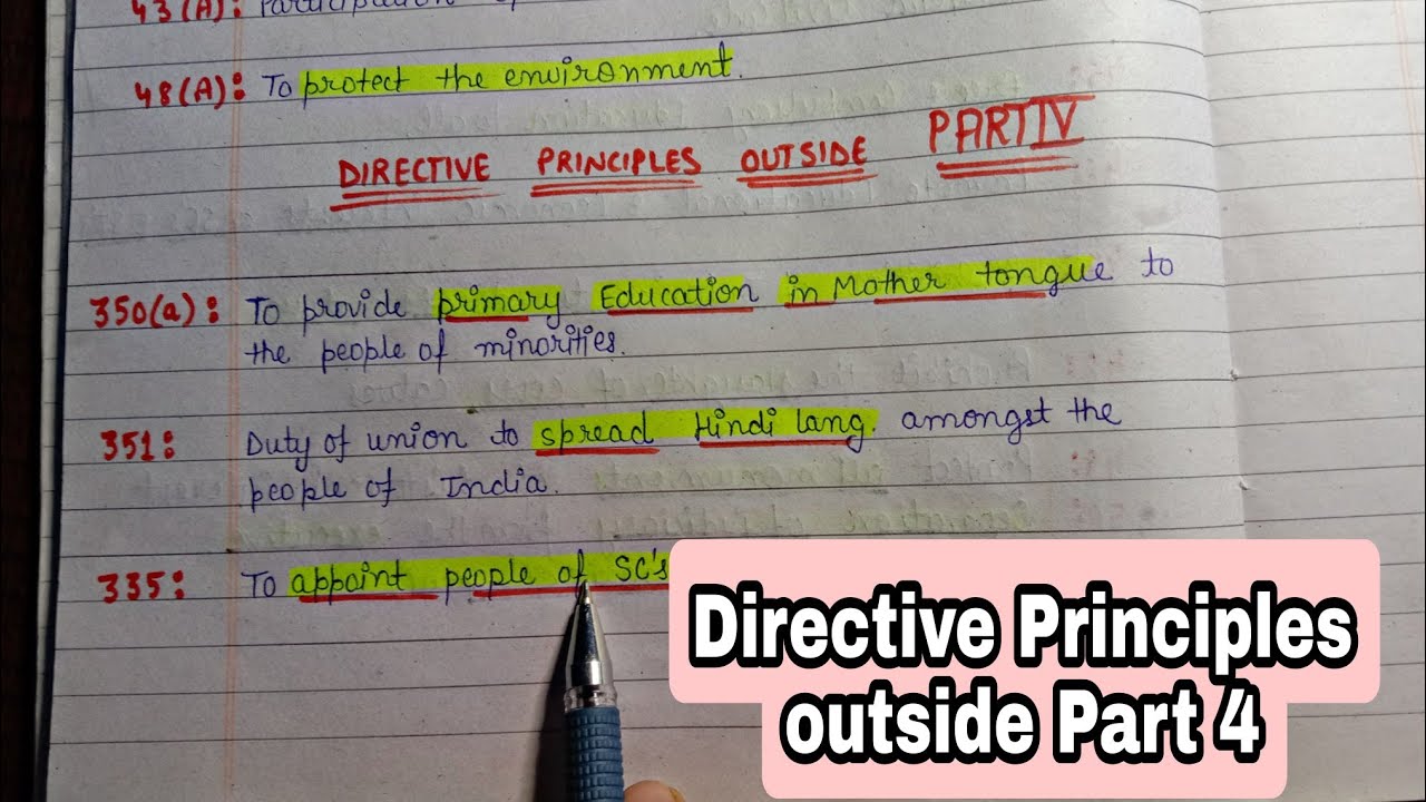 Video lecture explaining Directives Outside Part IV in Indian Constitution
