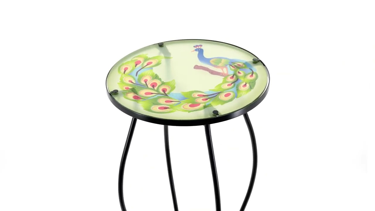 Round Side Mosaic Table With Peacock Design