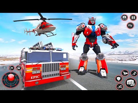 Rescue Robot Transform Game 2021 - FireTruck Helicopter Robot - Android Gameplay