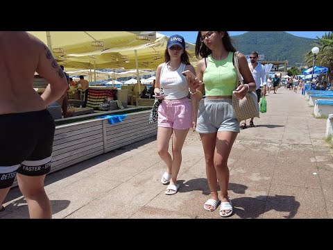 🌞Budva, Beach, Montenegro, 🌡T+36C°,  July - Walking Tour - Travel Guide  #41/3