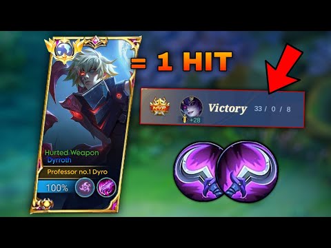 33 kILLS , 0 DEAD , 8 ASSIST!! | Dyrroth best build and emblem 2023 !!