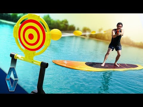 NERF Trick Shots On A Lake Challenge! Video
