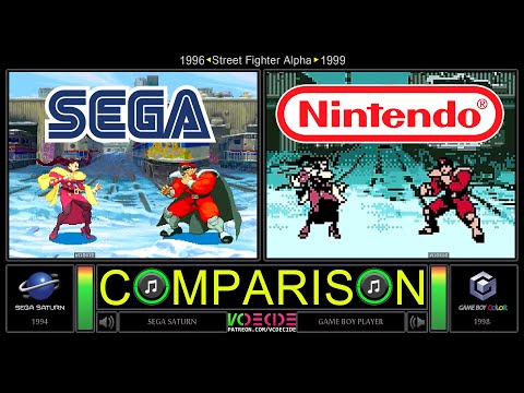 Street Fighter Alpha (Sega Saturn vs Game Boy Color) Side by Side Comparison - Dual Longplay