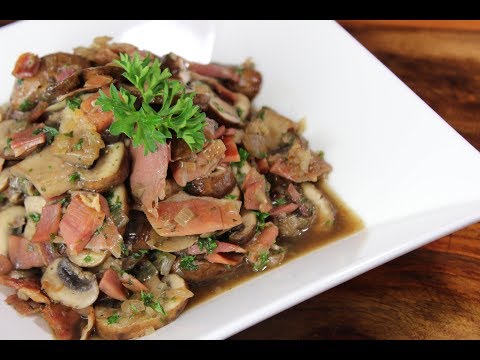 Mushrooms with Jamón Serrano Español/Spanish Dry-Cured Ham