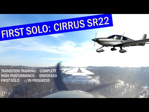First Solo: Cirrus SR22 - Takeoff and landing (but GO-AROUND first)