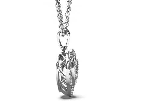 0.33 Carat Diamond Heart Floating Pendant Necklace in 10k White Gold 18"