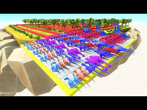 NEW MOD COLORED ALL HERBIVORE DINOSAURS DEATH FALL  - Animal Revolt Battle Simulator