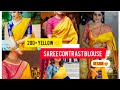 Latest Yellow Silk Saree With Contrast Blouse Designs Yellow Saree Blouse Design Ideas