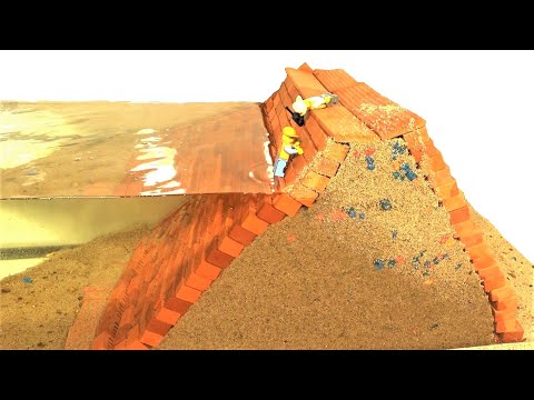 Dam Breach Experiment #5 - Double Sided Mini Bricks Sand Dam Failure
