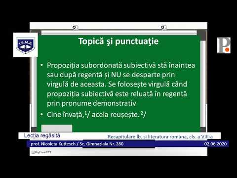 Lb. si literatura romana, cls. a VIII-a, recapitulare