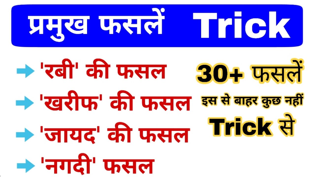 प्रमुख फसलें रबी, खरीफ, जायद | Rabi crops | Kharif crops | Zaid crops | Gk in hindi