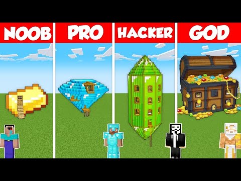TREASURE RICH HOUSE BUILD CHALLENGE - Minecraft Battle: NOOB vs PRO vs HACKER vs GOD / Animation