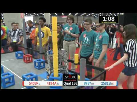 2015 VRC Tech Q136 - 5408F 4194A vs 8787 2581B - 54 to 40 - VEX Worlds 2015 - Technology Division