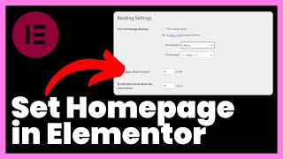 How to Set Homepage in Elementor