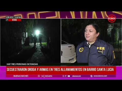 Secuestraron droga y armas en tres allanamientos en barrio Santa Lucia