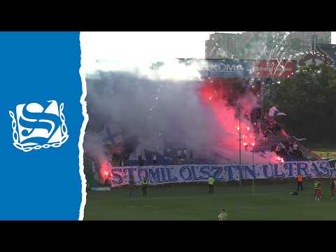 Oprawa ultras Stomilu Olsztyn w meczu z Warmią Grajewo