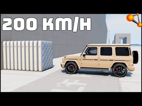 10 MATTRESS vs Mercedes G63! 200 Km/H CRASH TEST! - BeamNg Drive