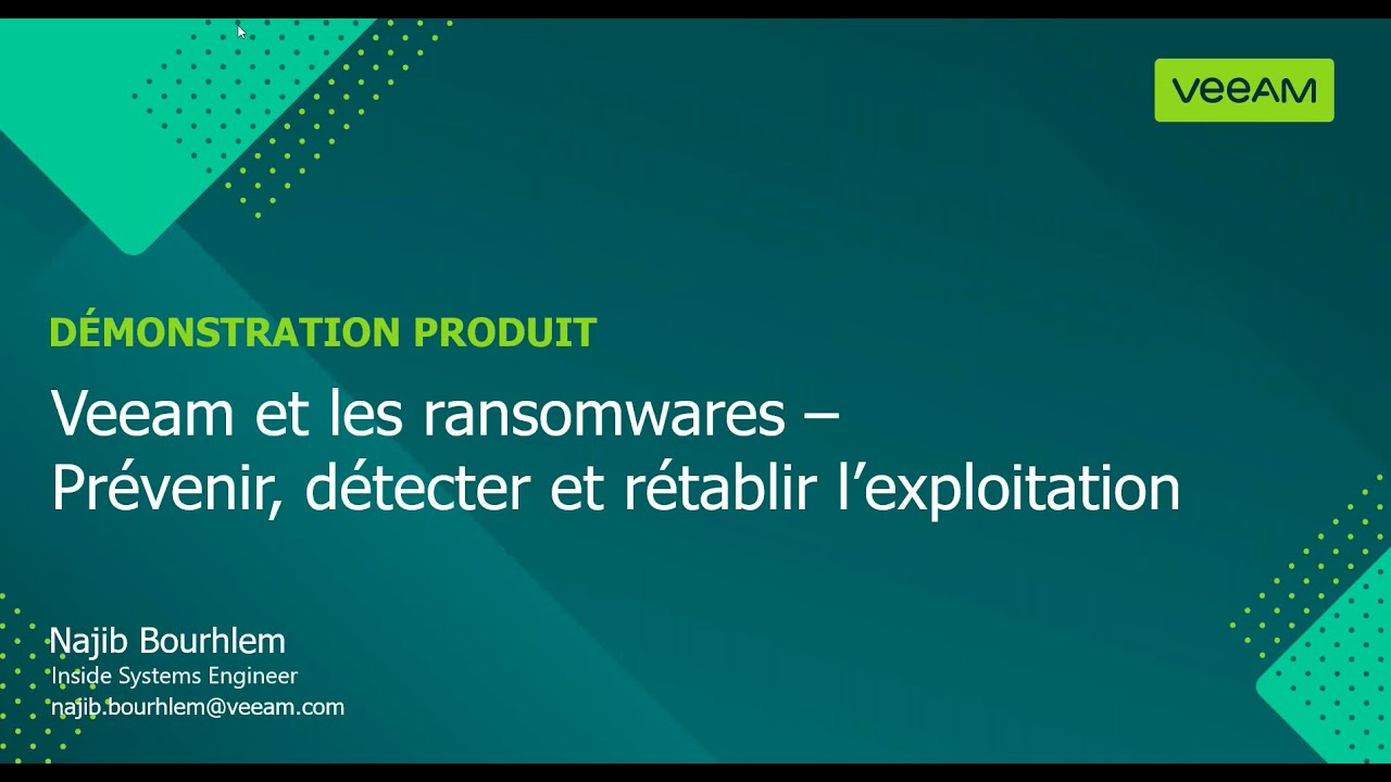 Veeam et les ransomwares – Prévenir, détecter et rétablir l’exploitation video