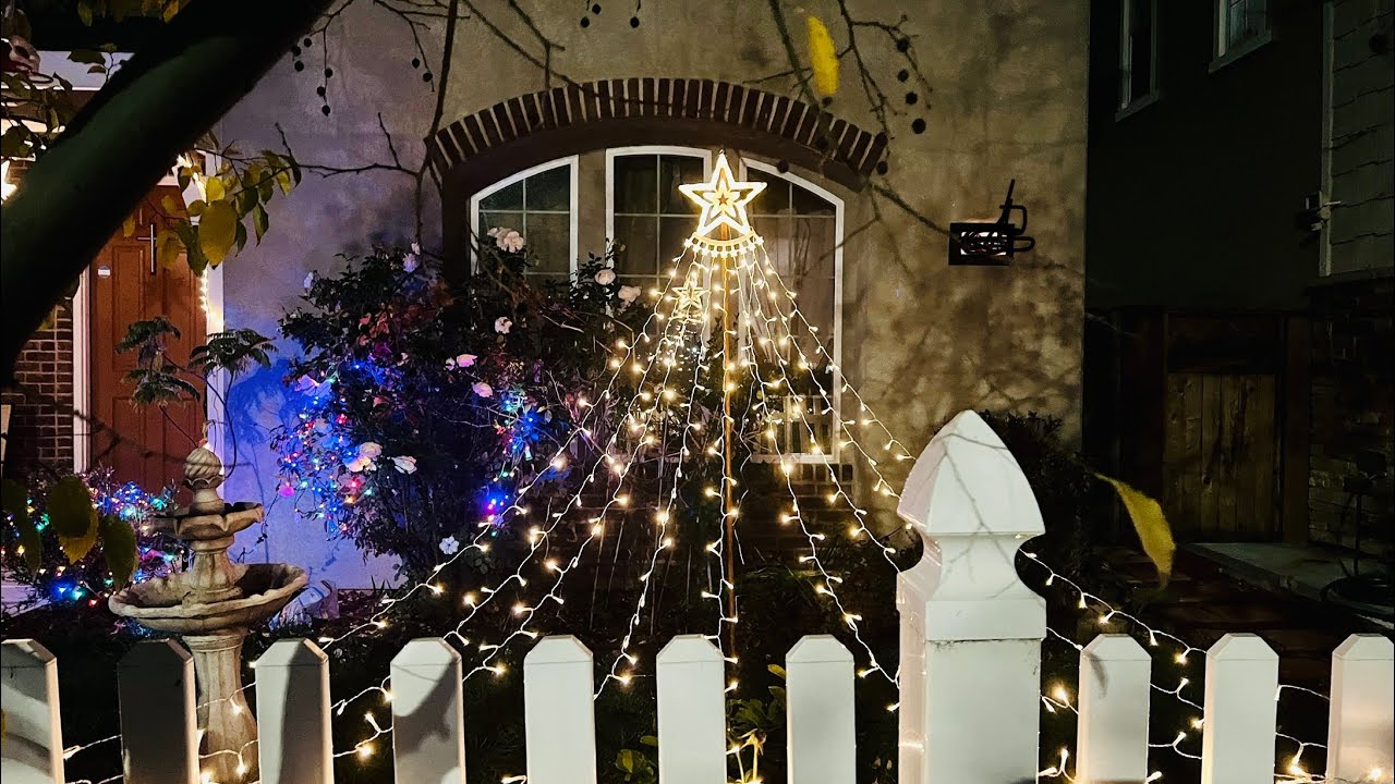 outdoor Christmas lights | We bought it from Amazon | water fall lights #cobbewaterfalllights