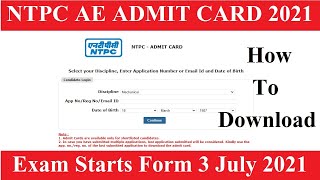 HOW TO DOWNLOAD NTPC AE ADMIT CARD 2021 || NTPC ASSISTANT ENGINEER HALL TICKET 2021 - Job Details