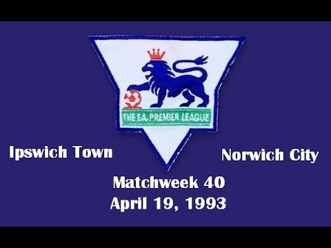 FA Premier League. Season 1992-1993. Matchweek 40. Ipswich Town - Norwich City - 3:1. Highlights.