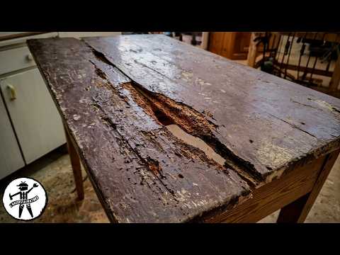 I saved this antique desk from an impossible hole