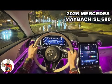 2026 Mercedes-Maybach SL 680 POV Night Drive (RAIN) (3D Audio)(ASMR)