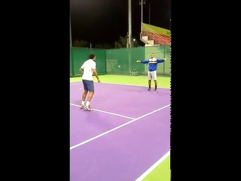 PRO tennis coach mohamed nabil with ATP player mohamed safwt in Qatar open 2013tennis footwork  best