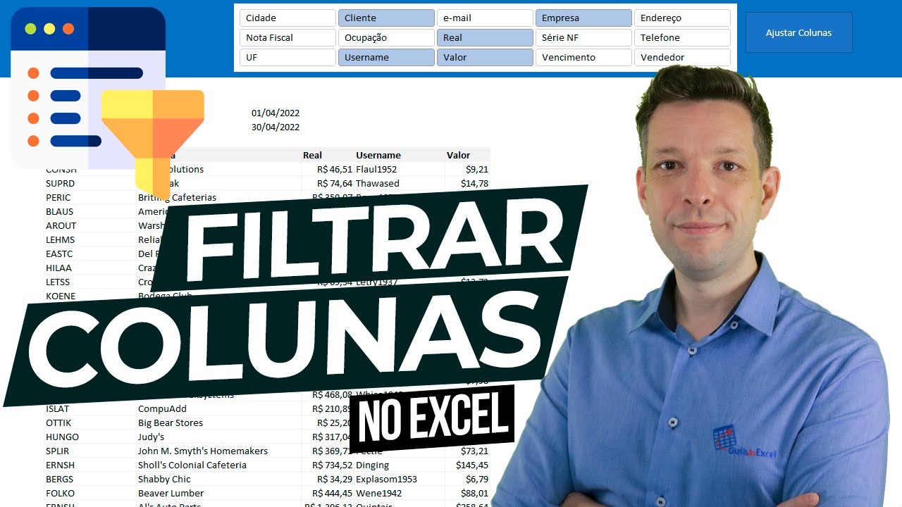 Filtrar COLUNAS no Excel e Formatar Automaticamente