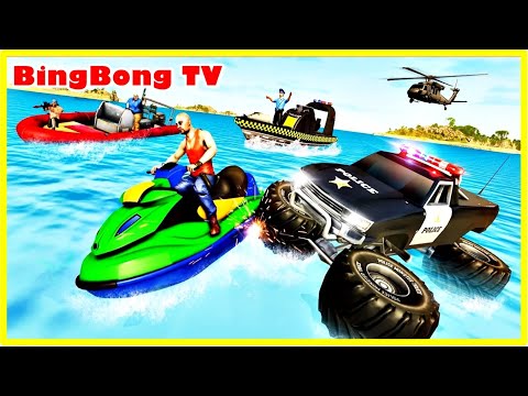Police 6x6 Monster Truck Water Surfing Chase Games - Police Truck Driver | Android Gameplay