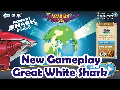 Great White Shark NEW SKIN || Veteran Great White || Hungry Shark World || Splash Pass