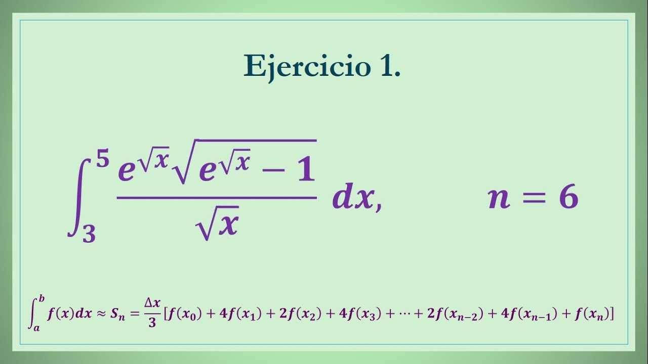 Integración numérica. Regla de Simpson 1/3 Ejercicio 1
