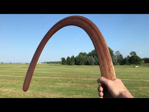"Gerhards Big U", strip laminated boomerang by John Cryderman - "60+ flight" - single throw.