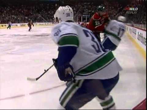 Cal Clutterbuck flattens Ryan Kesler