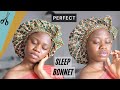 This bonnet will never fall off your head at night || How to make an ADJUSTABLE SATIN BONNET || DIY