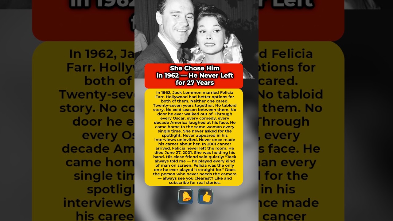 She Chose Him in 1962 — He Never Left for 27 Years #JackLemmon #love #loyalty