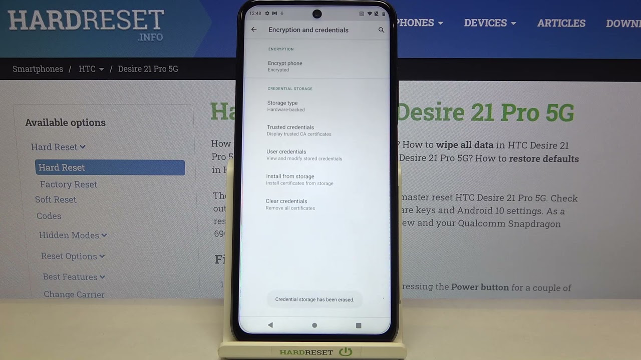 How to Clear Credentials in HTC Desire 21 Pro 5G - Remove All Certificates