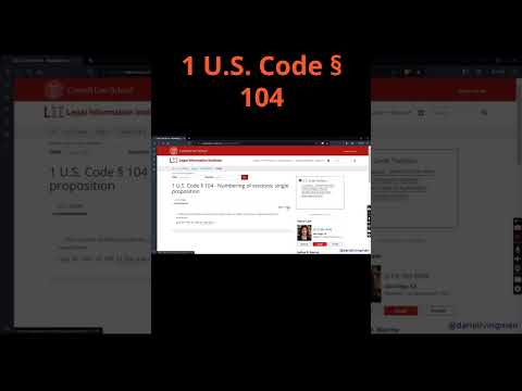 1 U.S. Code § 104 - Numbering of sections; single proposition #uscode #shorts