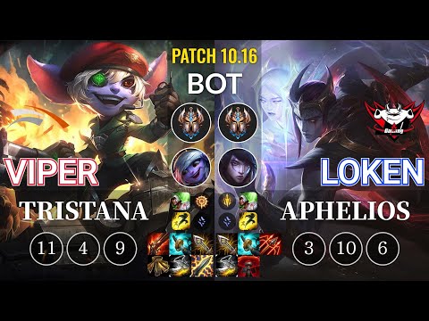 HLE Viper Tristana vs JDG LokeN Aphelios Bot - KR Patch 10.16