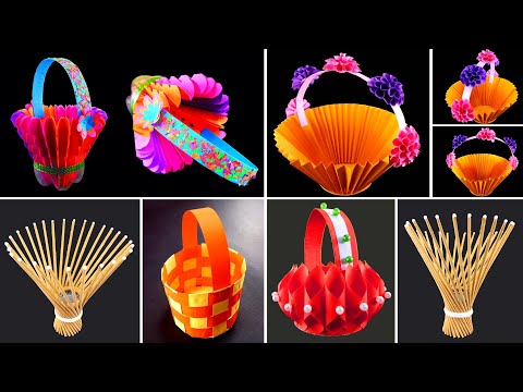 5 Beautiful Paper Baskets | Very Easy Vase Making Ideas | Flower vase | Easy DIY Crafts Video