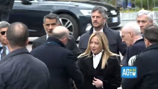 Funerali Bossi, l'arrivo di Meloni e dei vertici del governo