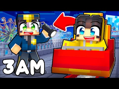 We Spent the Night at an Amusement Park in Minecraft! 🎢