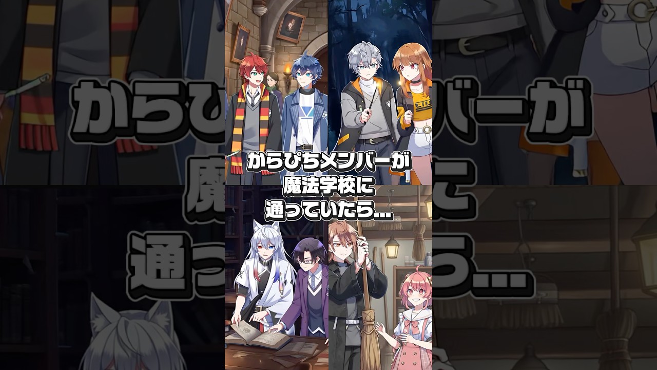 からぴちメンバーが魔法学校に通っていたら... #からぴち #カラフルピーチ  #aiイラスト #マインクラフト #ゲーム実況