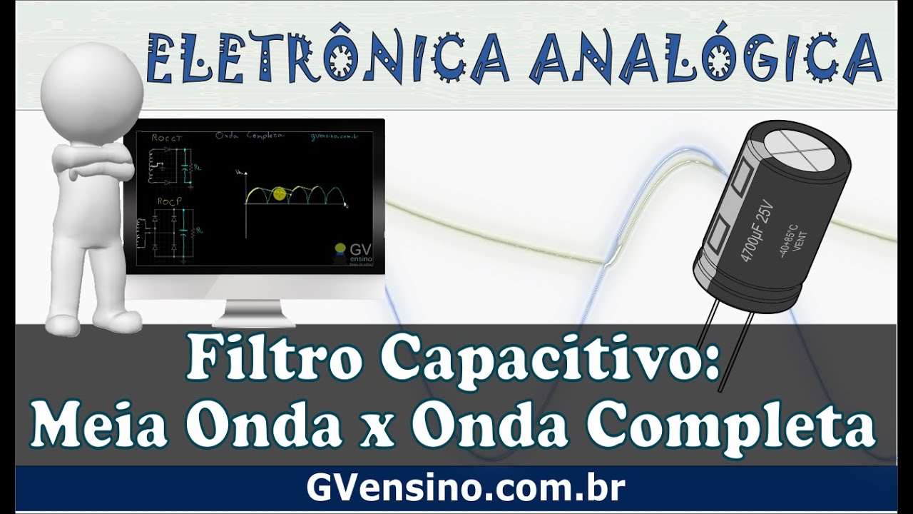 Aula 60 - Filtro Capacitivo: Retificador de Meia Onda vs Onda Completa