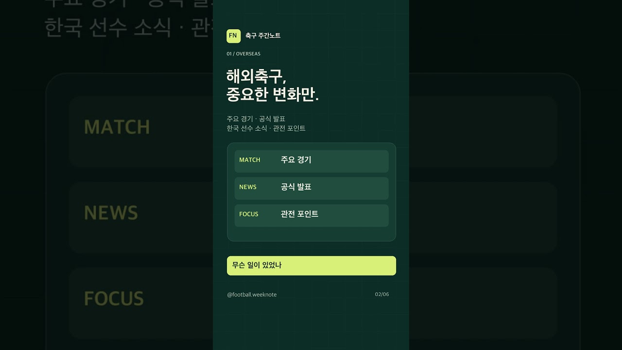 이번 주 축구, 결과보다 맥락까지 | 축구 주간노트