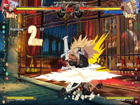 Chipp's Safe jump jH cross up on Leo